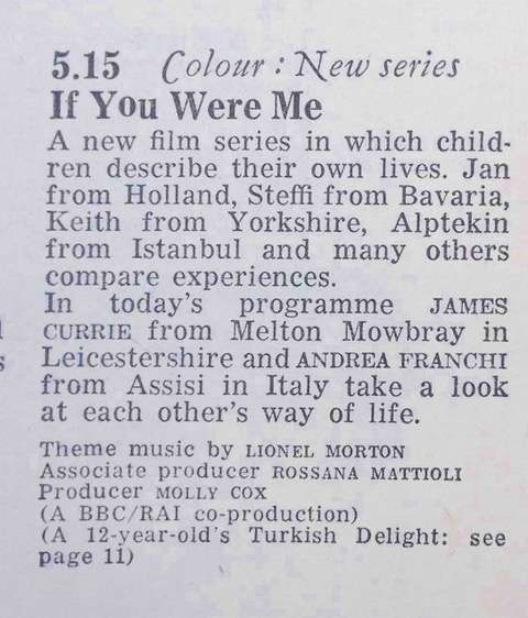 The Radio Times listing for the first episode