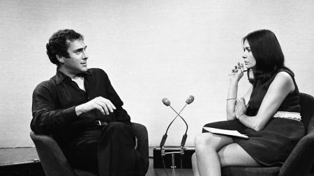 Harold Pinter joins Joan Bakewell for Late Night Line-up, 1969. Image: BBC