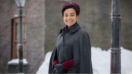 Leonie Elliott as Nurse Lucille Anderson in the forthcoming seventh series of Call the Midwife