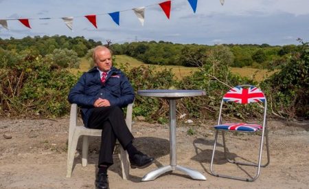 Peter in one of the very many scenes in which he ponders his situation. Little England or a proud celebration of national identity?